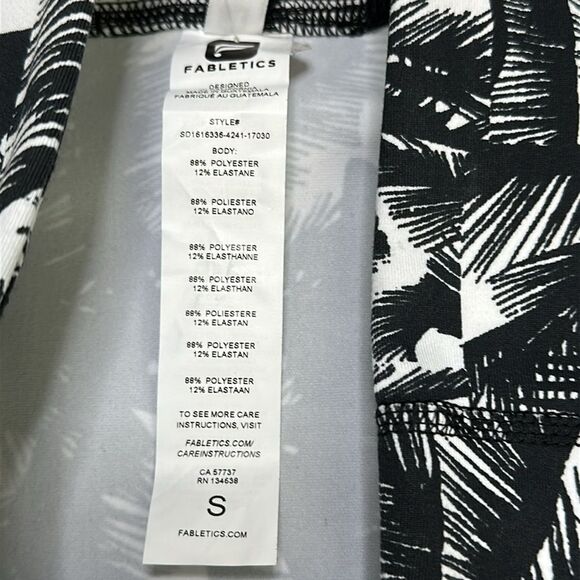 Fabletics Cora Skirt High Rise Compression Black White‎ Palm Print Size Small - Picture 9 of 9